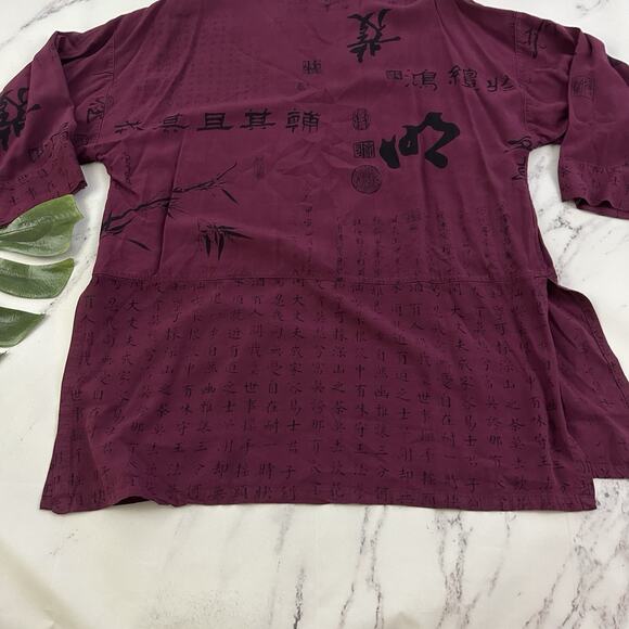 Meng Design Womens Kimono Style Top Size M Purple Black Asian Inspired Open - Picture 12 of 12